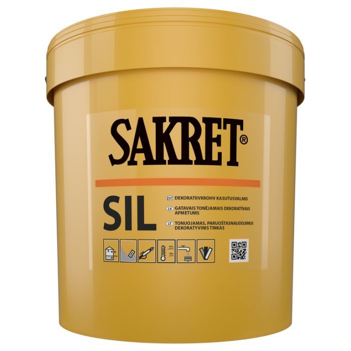 Sakret SIL/ B silikāta dekoratīvais apmetums 1,5 mm 25kg.