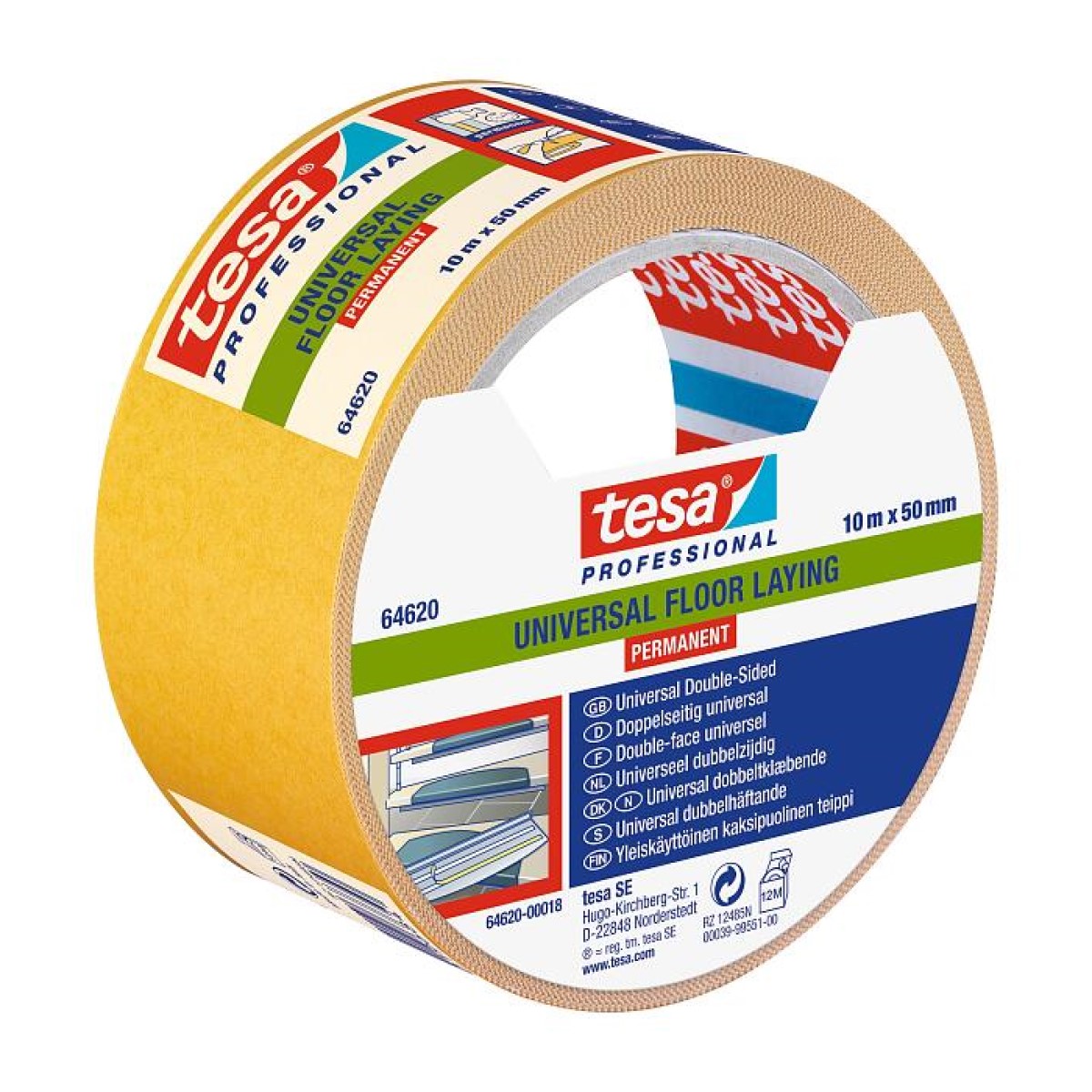 Tesa Floor Laying Tape Divpusēja lente grīdas segumu fiksēšanai