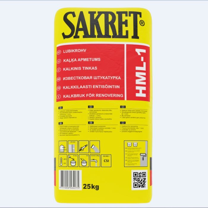 Sakret  Vēsturiskais apmetums HML1 (bez cementa, grauds 1mm)
