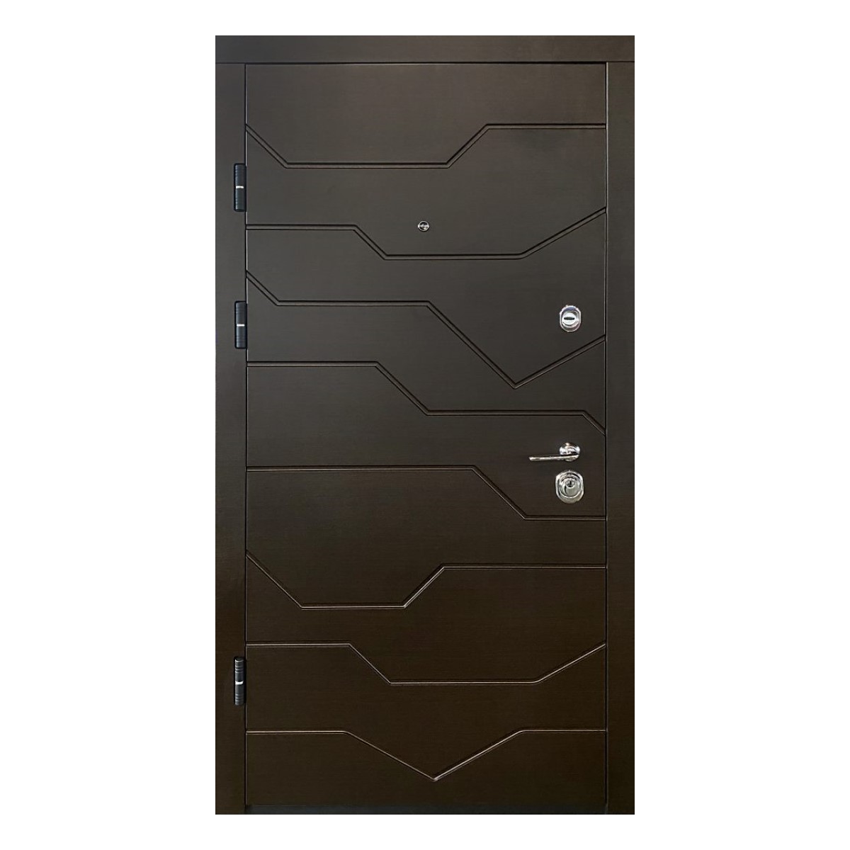 Akustika New Metāla ārdurvis ar kārbu, slēdzeni un eņģēm, tumši brūnas, 860x2050mm, kreisās