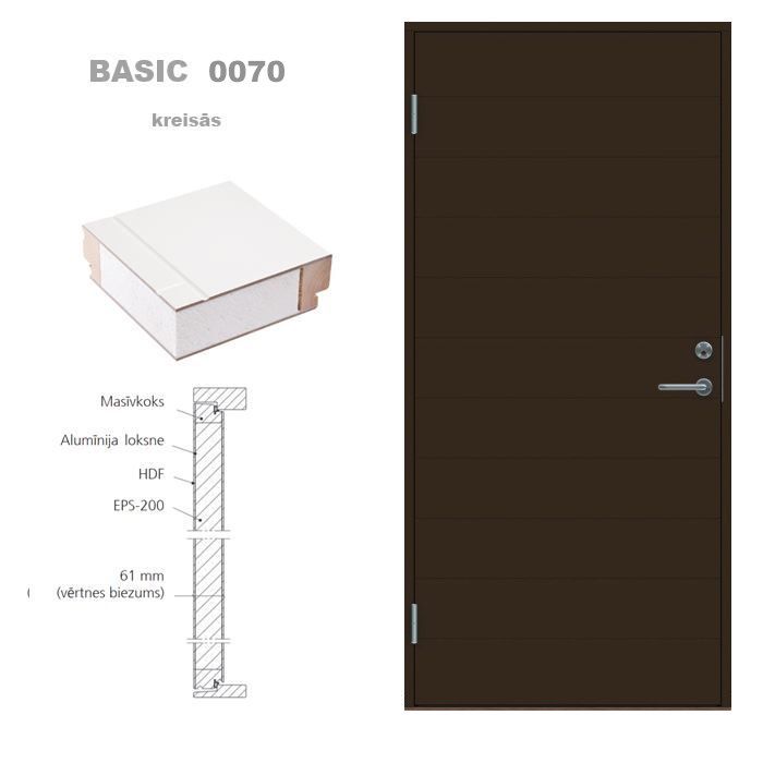 Ārdurvis Basic B0070 100x2100mm bez stikla, kreisās, tumši brūna, kārba 105mm