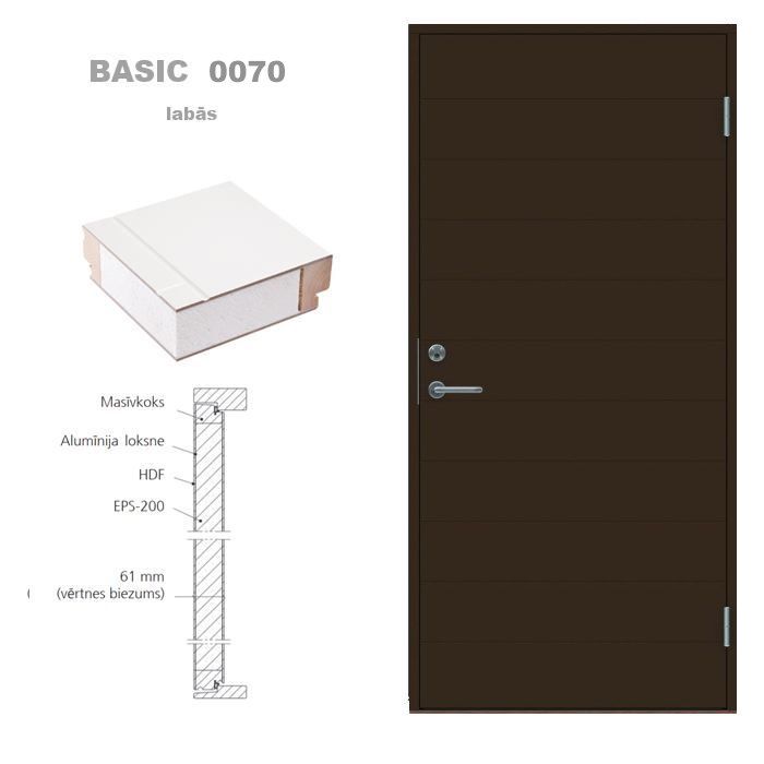 JeldWen Ārdurvis Basic B0070, 988x2080mm bez stikla, labās, tumši brūna