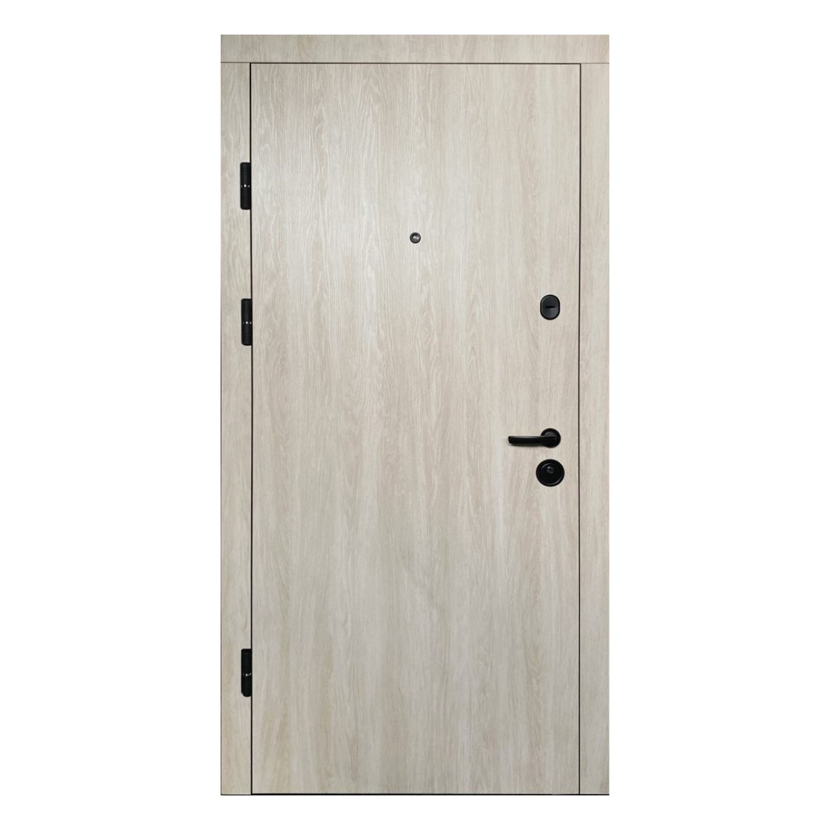 Dzintars Ugunsdrošās metāla ārdurvis ar kārbu, slēdzeni un eņģēm, EI45, gaišs ozols, 860x2050mm, kreisās