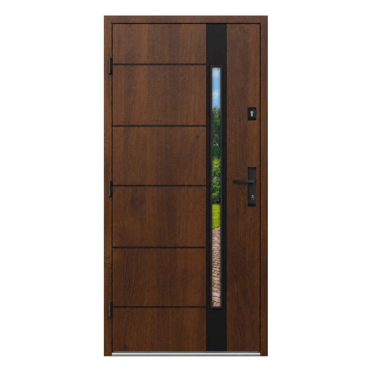 Gerda Thermo Metāla ārdurvis ar kārbu, slēdzeni un eņģēm, brūnas, 970x2080mm, kreisās