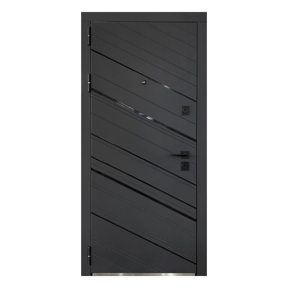 Gors Metāla ārdurvis ar kārbu, slēdzeni un eņģēm, antracīts, 860x2050mm, kreisās