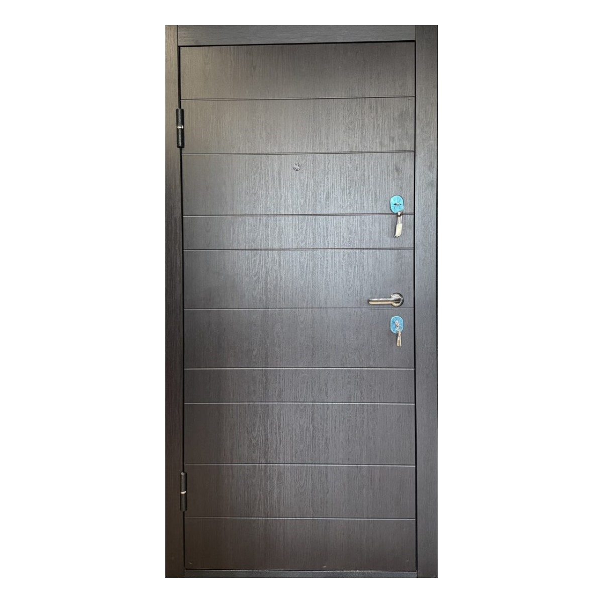 Interio Plus Metāla ārdurvis ar kārbu, slēdzeni un eņģēm, tumši brūnas, 860x2050mm, kreisās