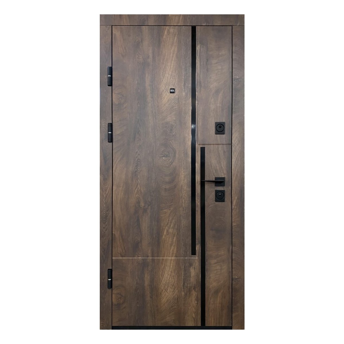 Selija Metāla ārdurvis ar kārbu, slēdzeni un eņģēm, tumšs ozols, 860x2050mm, kreisās