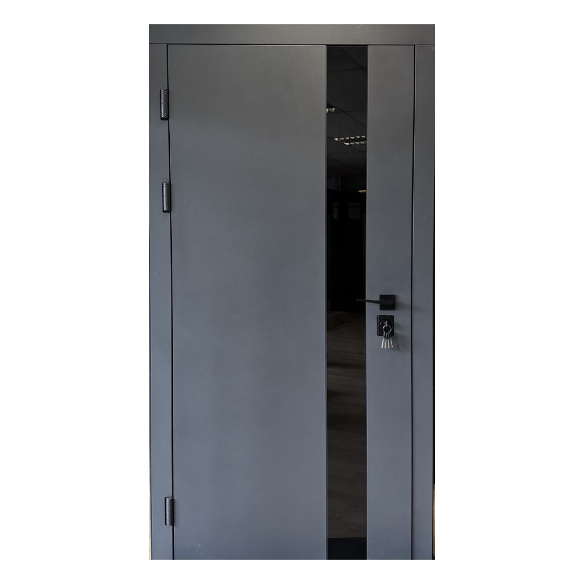 Ultima New Metāla ārdurvis ar kārbu, slēdzeni un eņģēm, antracīts, 860x2050mm, kreisās