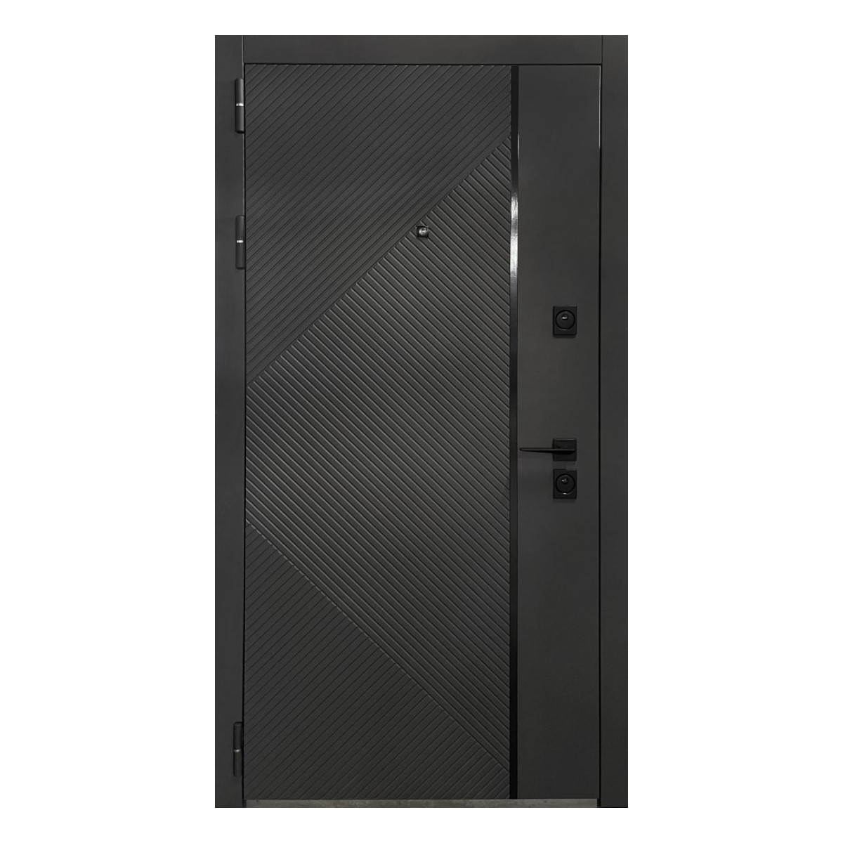 Vidzeme Metāla ārdurvis ar kārbu, slēdzeni un eņģēm, antracīts, 860x2050mm, kreisās