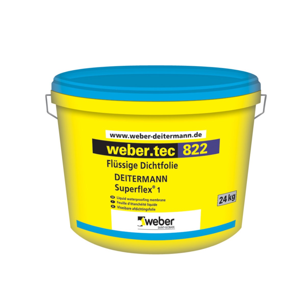 Weber Tec 822 Эластичная жидкая гидроизоляционная мастика для внутренних работ Weber.tec 822 Elastīga šķidrā hidroizolācijas mastika iekšdarbiem, 24kg.