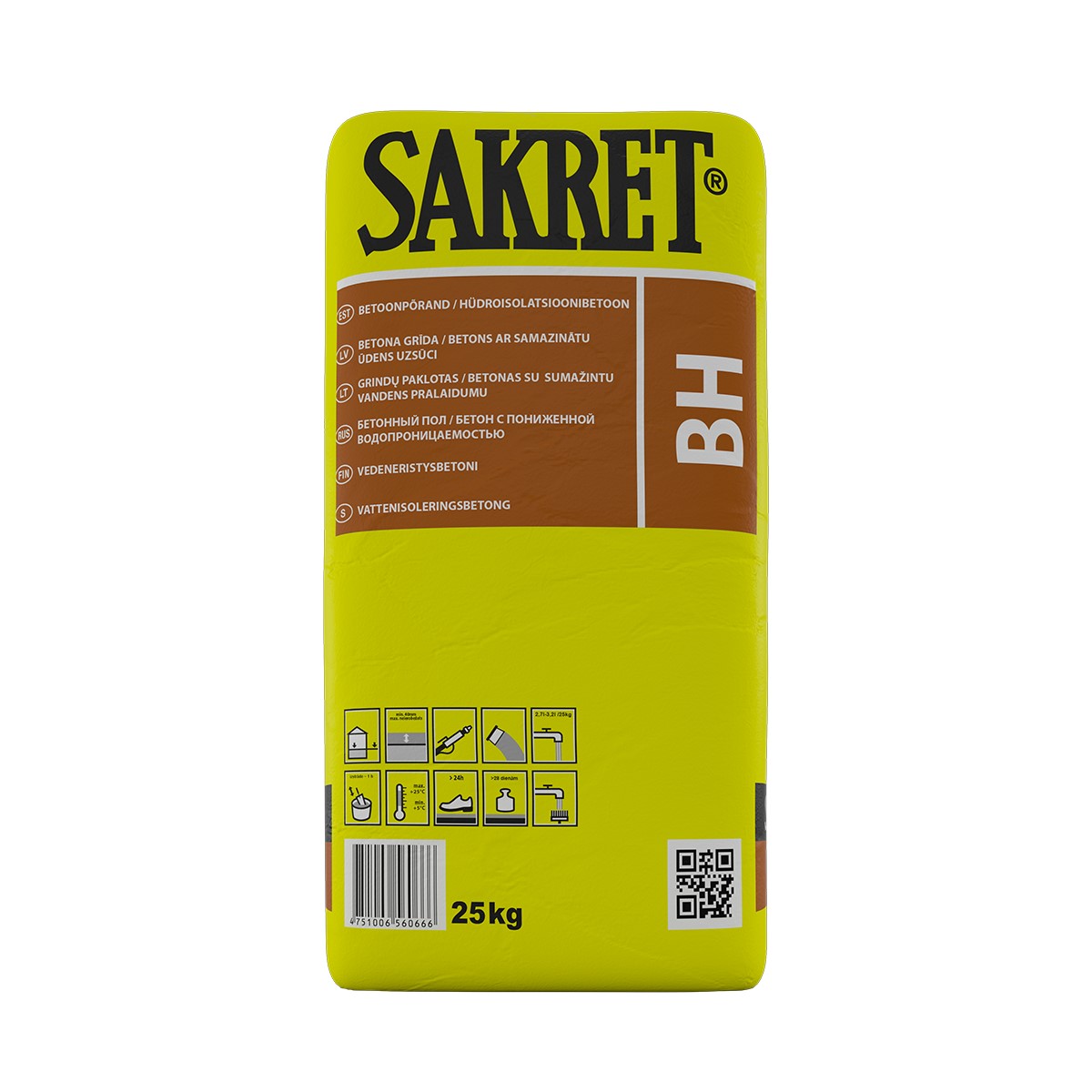 Sakret BH Бетон/пол с пониженным водопоглощением , C35, 25kg