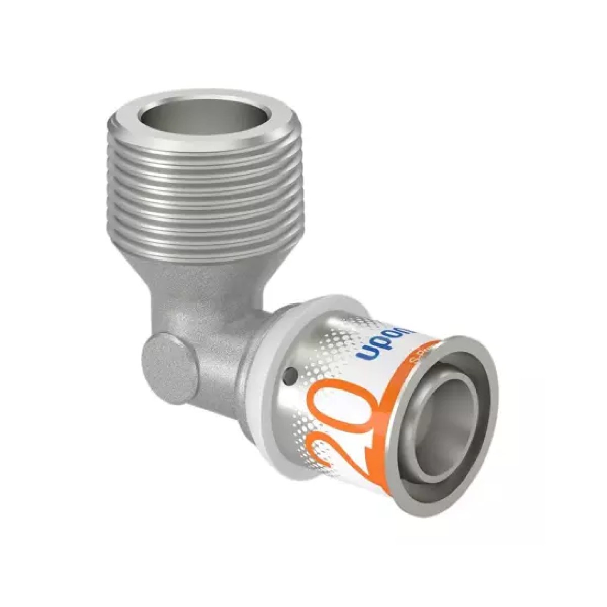 Uponor S-Press PLUS Līkums 90°, ārējā vītne, 20mm x 3/4 collas, misiņš