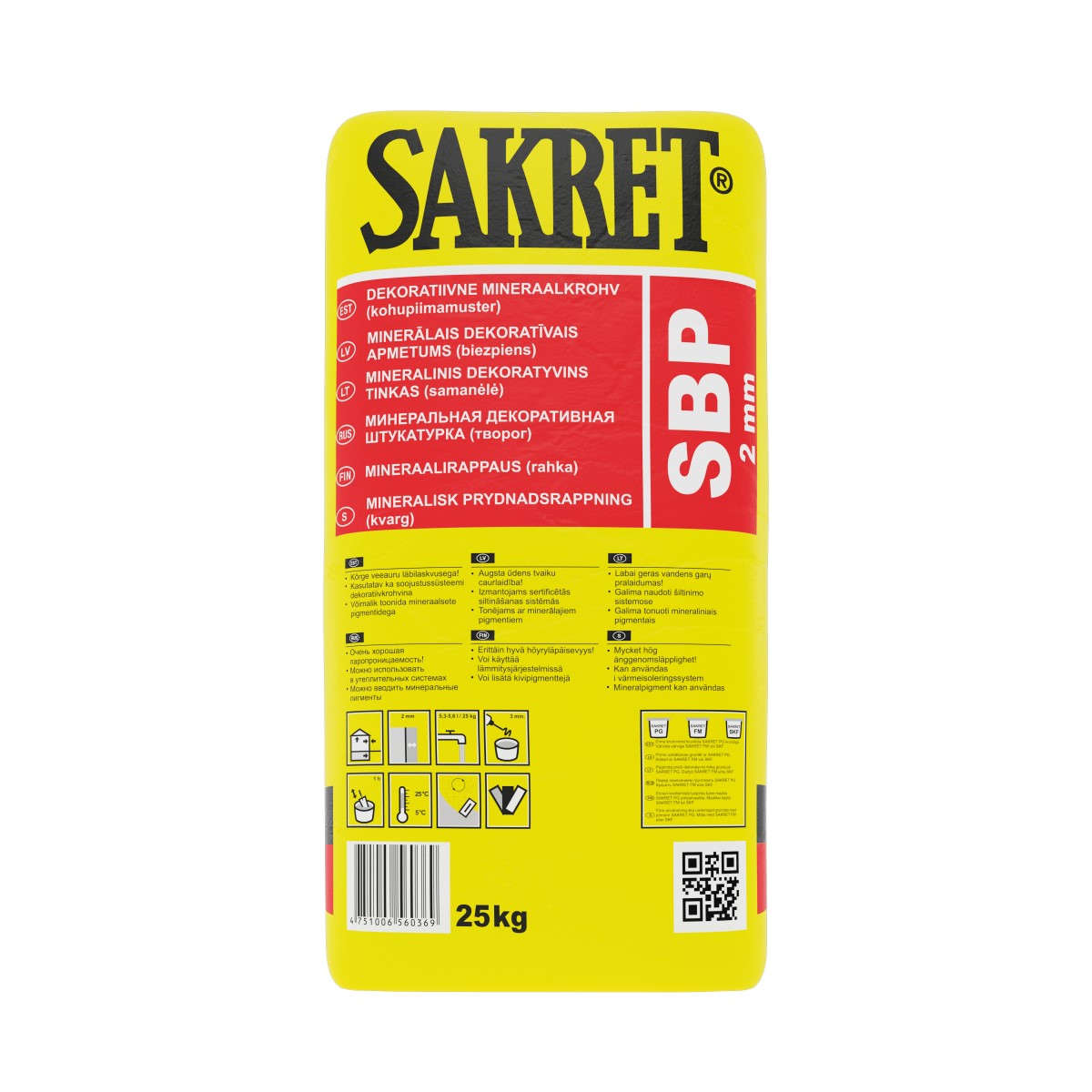 Sakret SBP Minerālais dekoratīvais apmetums (biezpiens) 2mm, 25kg