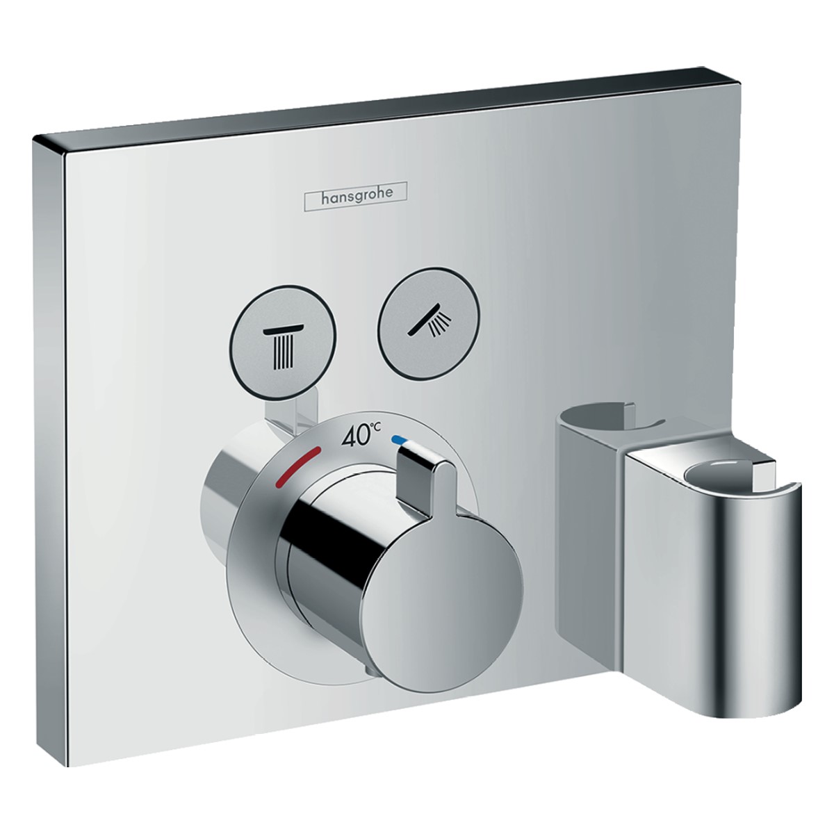 Hansgrohe ShowerSelect Iebūvējamais dušas termostats ar Fixfit turētāju, 2 funkcijas