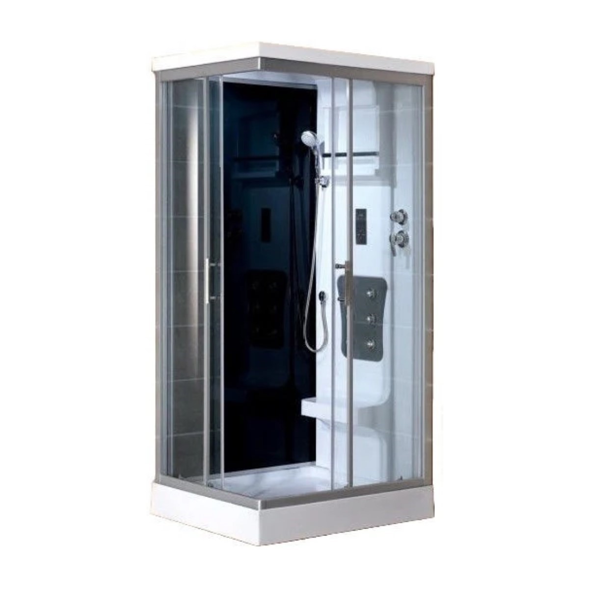 Vento Sicilia II Masāžas dušas kabīne, zemais (15cm) paliktnis, caurspīdīgi stikli, 80x100x215cm, labais izpildījums