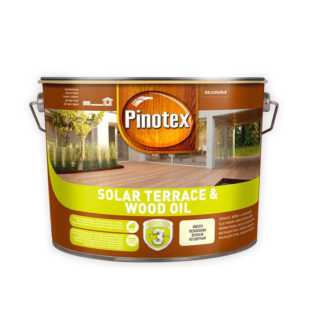 Pinotex Solar Terrace & Wood Oil Масло для террас, садовой мебели и фасадов , bezkrāsains, 9.3L