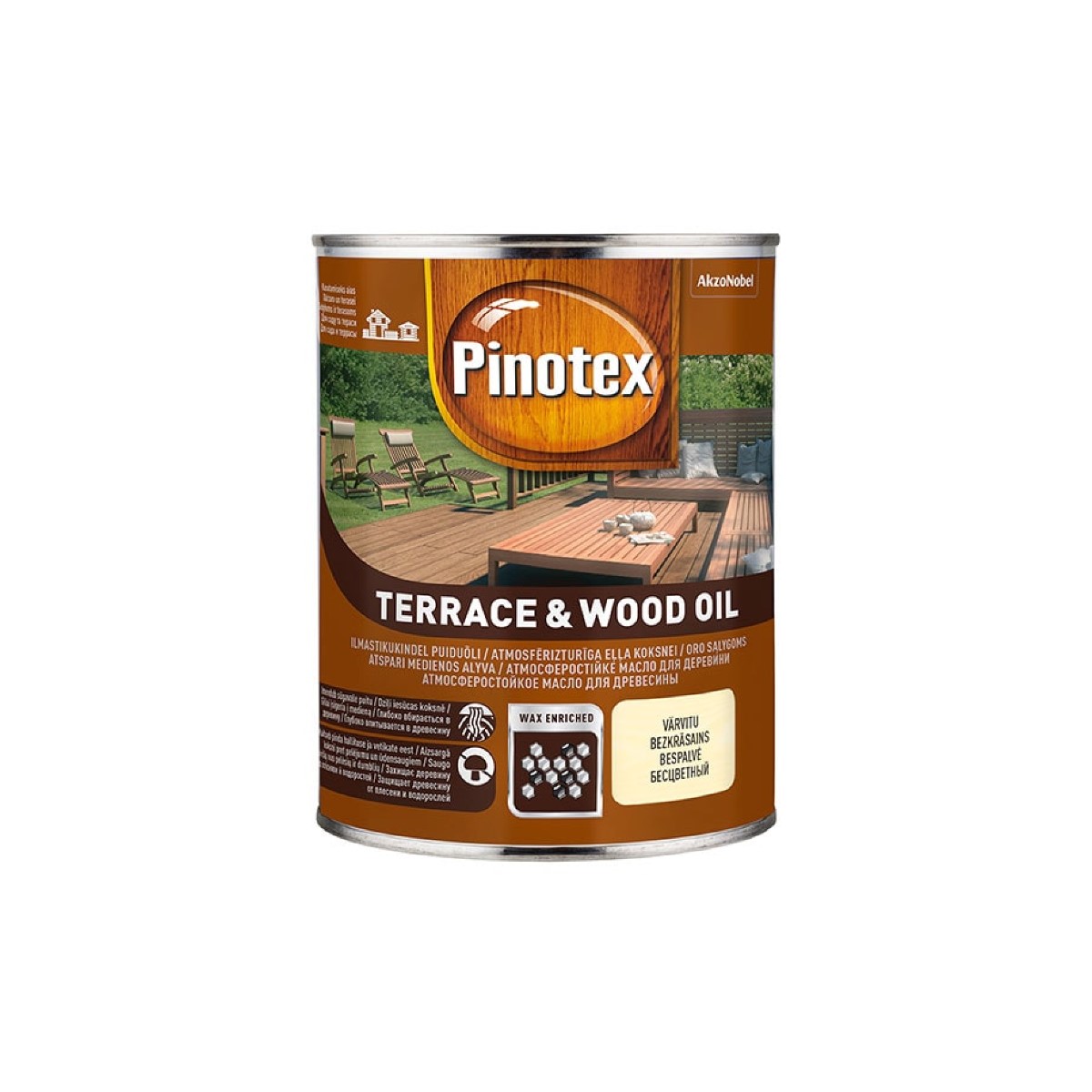Pinotex Terrace & Wood Oil Масло для садовой мебели и террас , bezkrāsains 1L