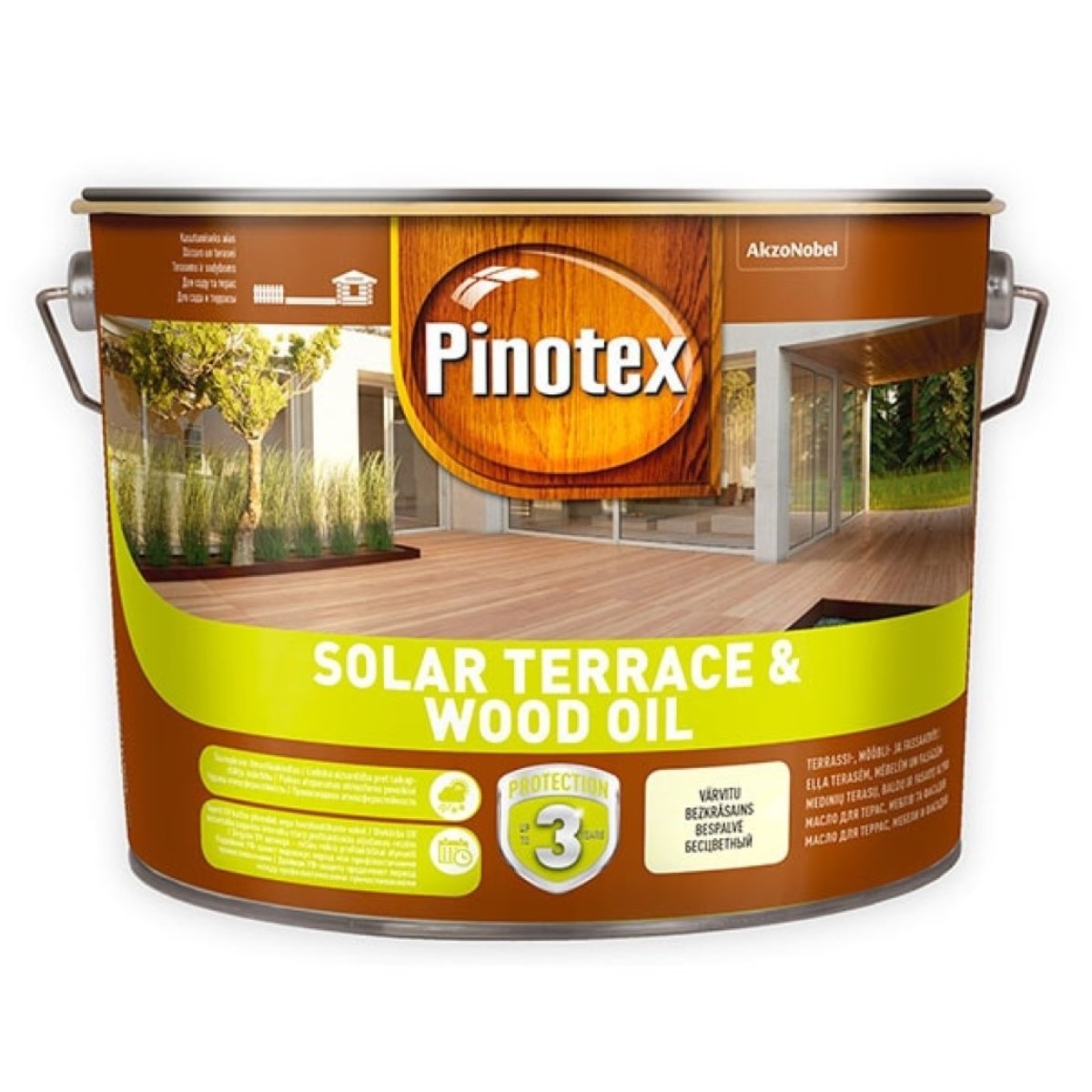Pinotex Solar Terrace & Wood Oil Eļļa terasēm, dārza mēbelēm un fasādēm, bezkrāsains, 9.3L