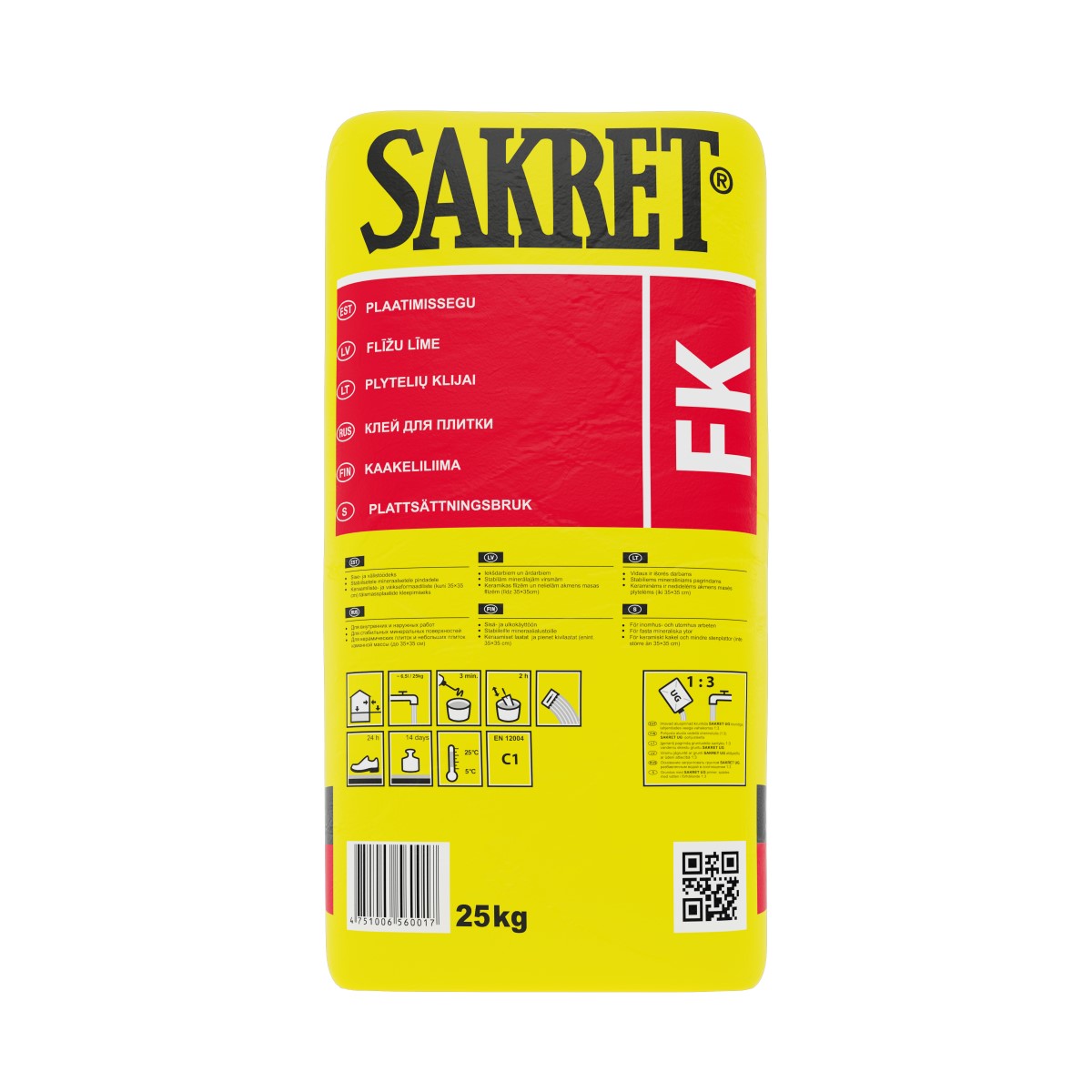 FK Sakret - Плиточный клей, kласс С1, 25 кг