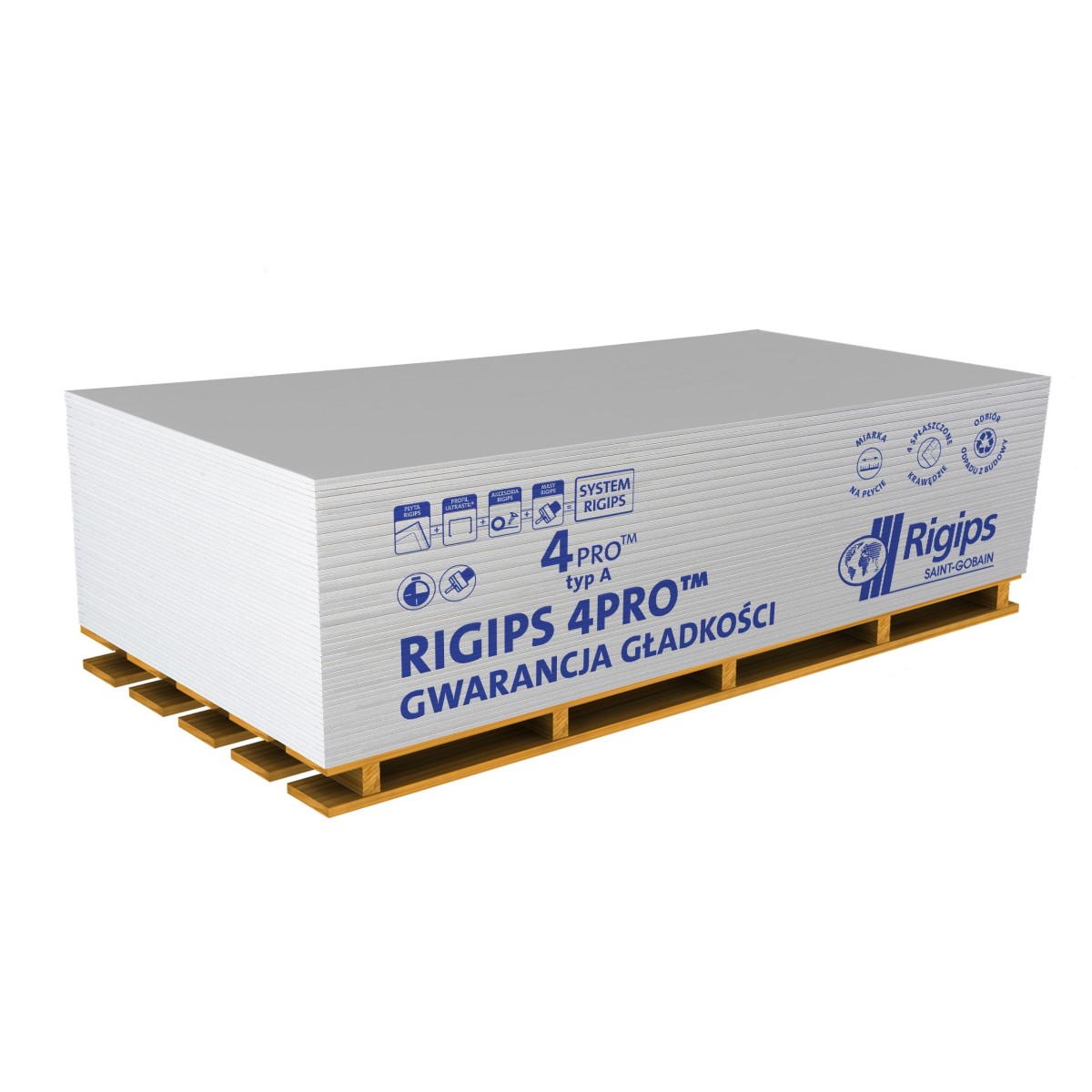 Rigips 4PRO Тип А – стандартные гипсокартонные плиты с 4 погружными кромками 12,5x1200x2000mm