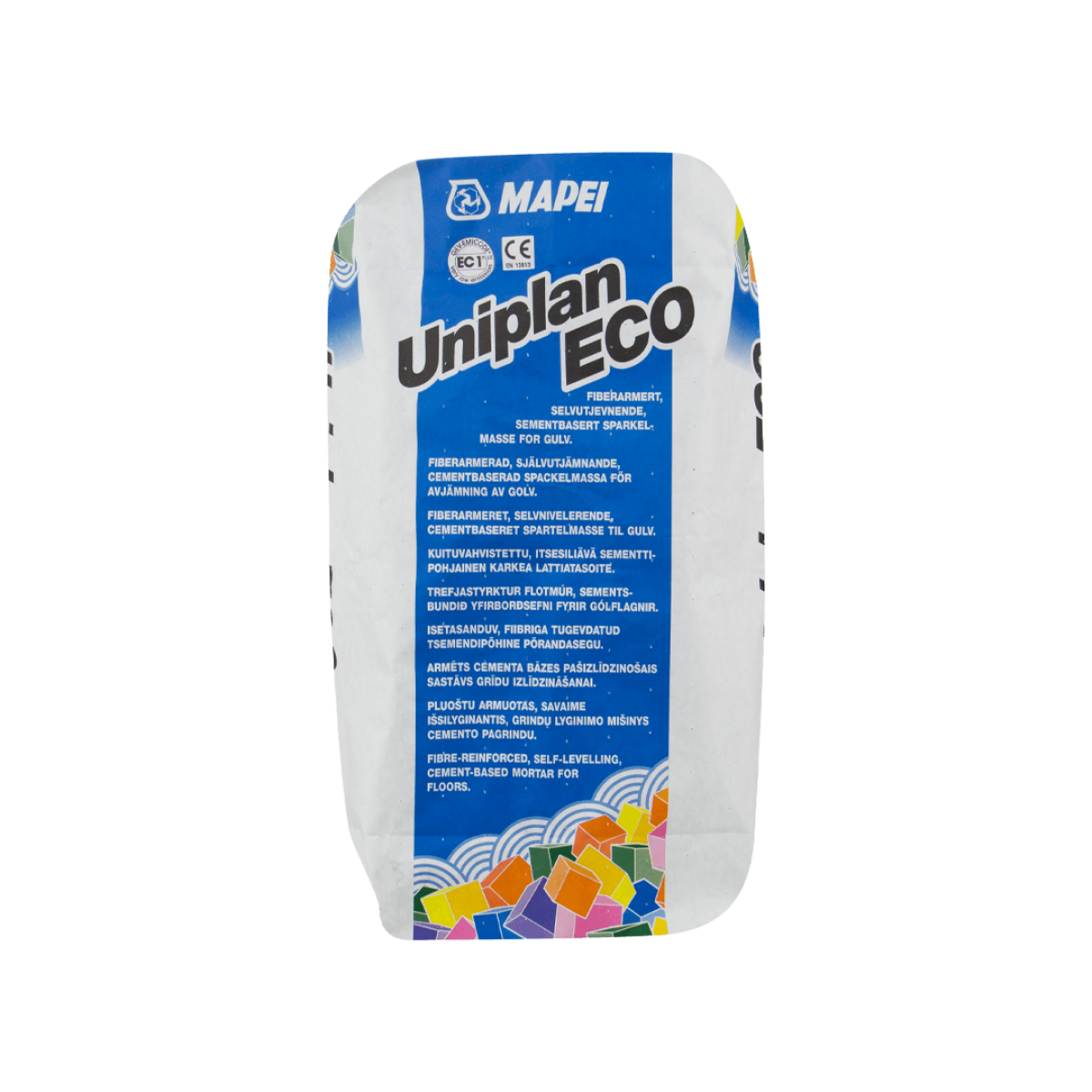 Mapei Uniplan Eco Ar šķiedrām armēts pašizlīdzinošais sastāvs 5-50 mm(C30-F7), 20 kg