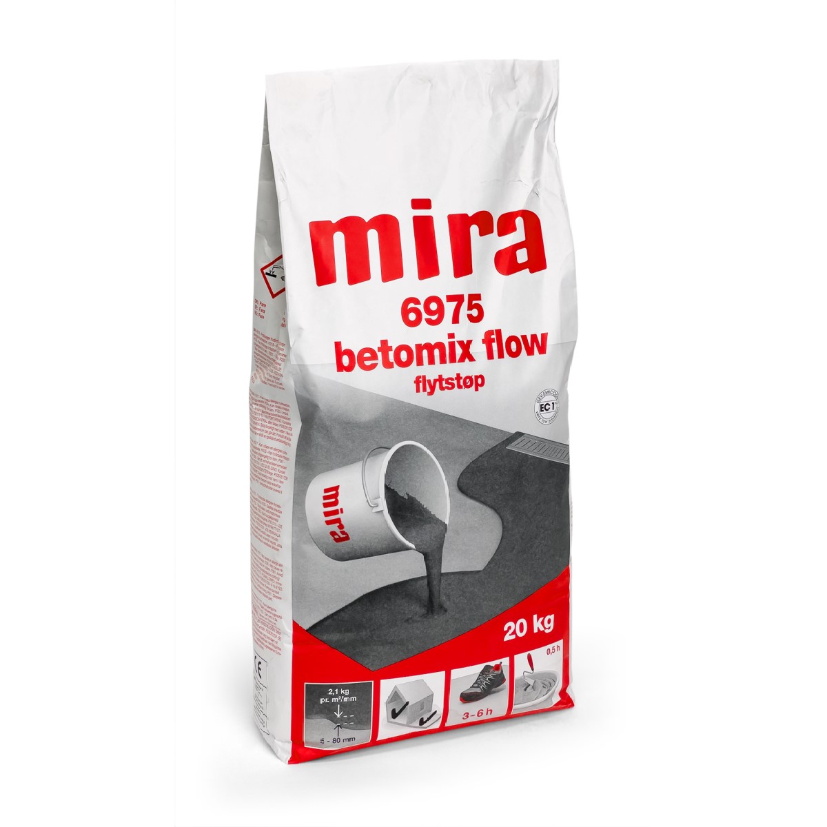 Mira 6975 Betomix Flow ātri cietējošs, pašizlīdzinošs betons (5-80mm)