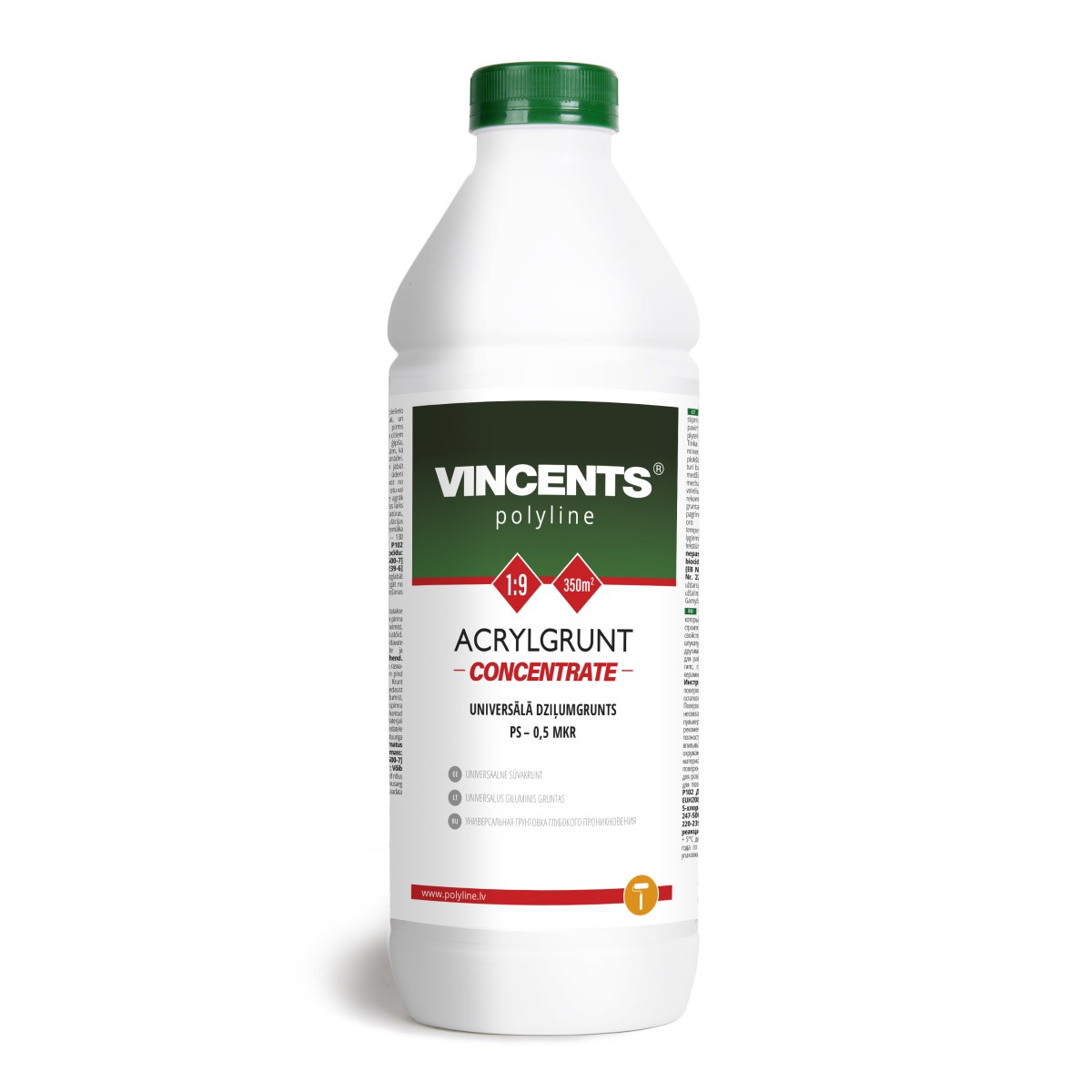 Vincents Polyline Acrylgrunt концентрированная грунтовка для поверхностей Vincents Polyline Acrylgrunt koncentrāts 1:9, virsmas grunts 1L