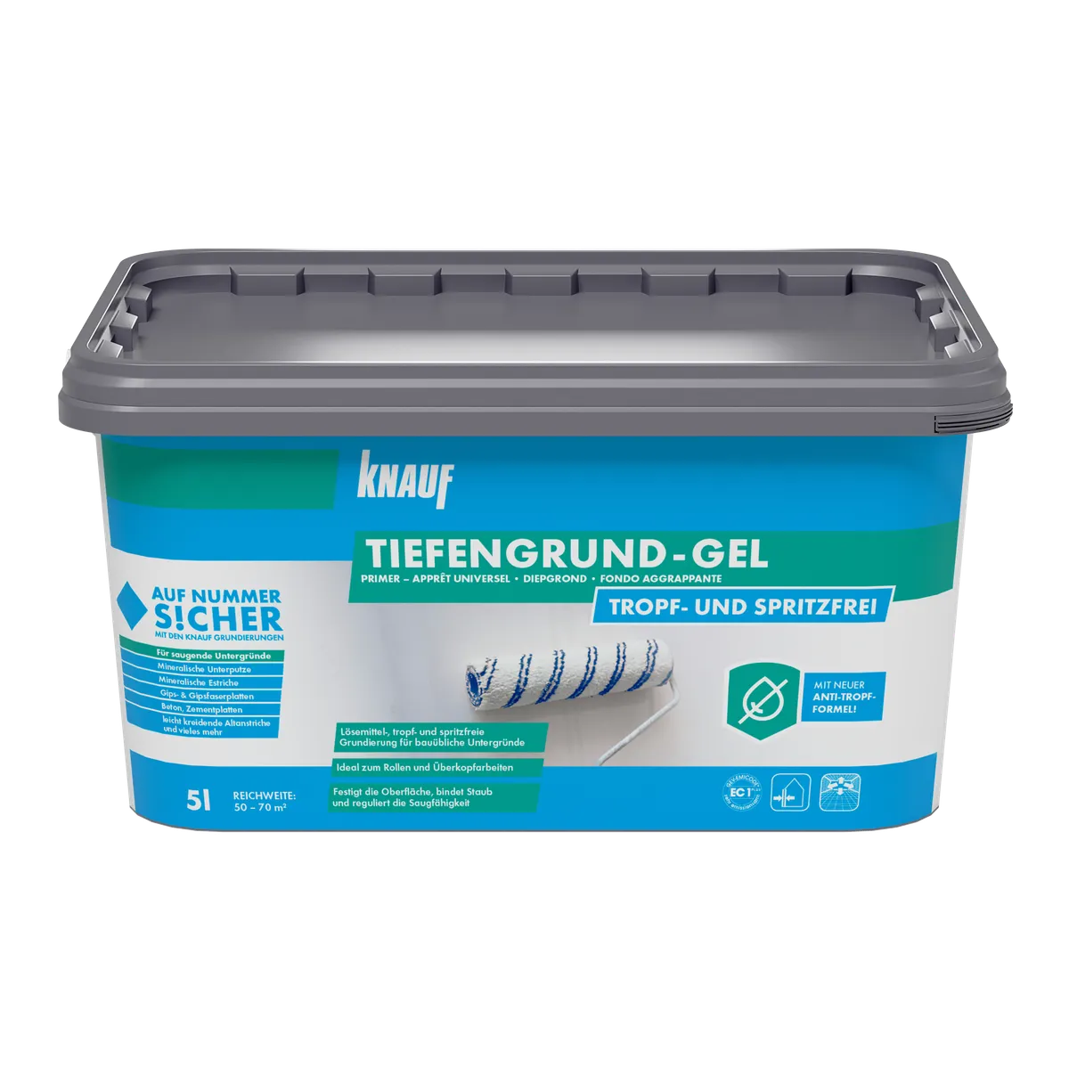 Knauf Tiefengrund-Gel Grunts absorbējošiem pamatnes materiāliem, ar īpašu gēla formulu