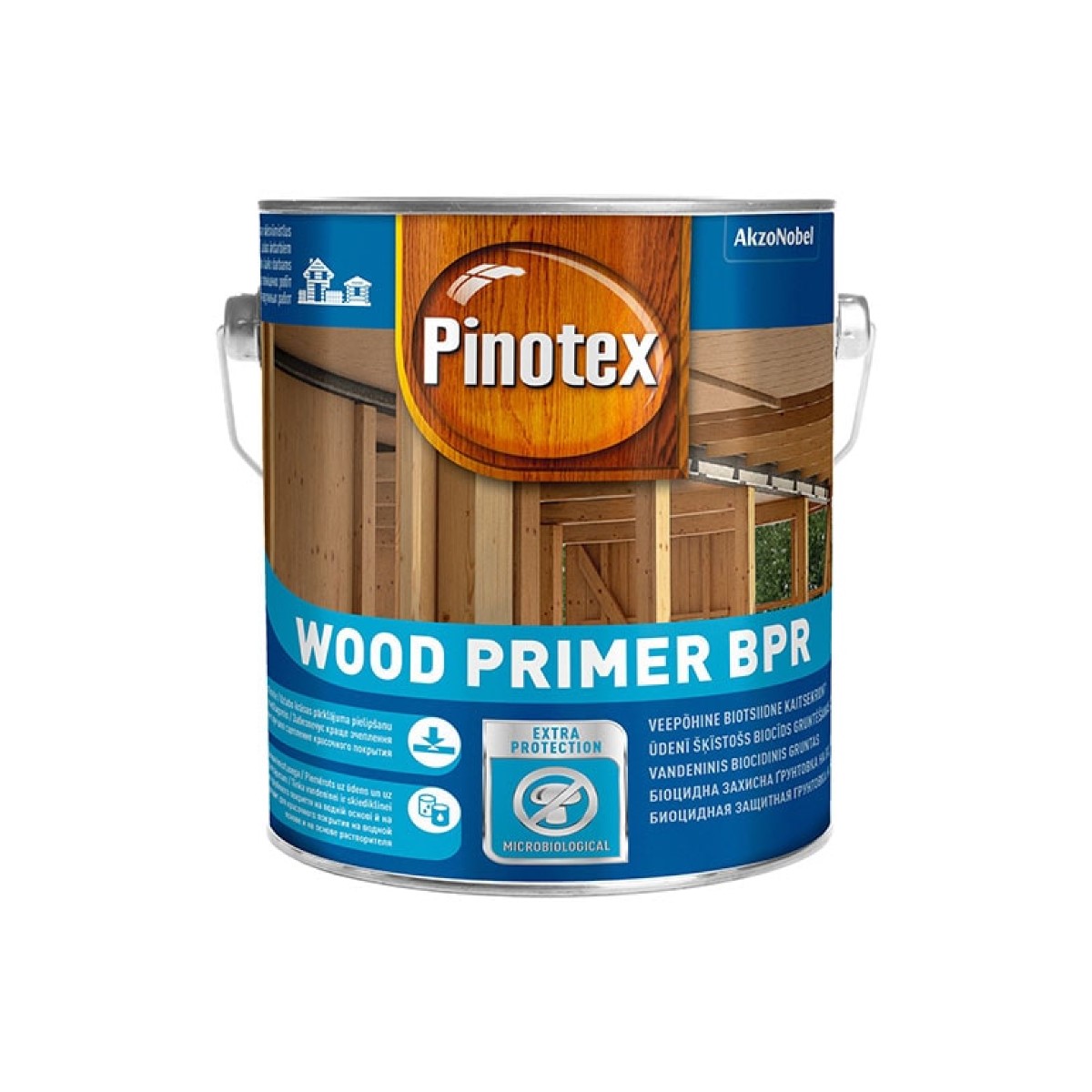 Pinotex Wood Primer BPR Ūdens bāzes biocīds gruntēšanas aizsarglīdzeklis, bezkrāsains 2.5L