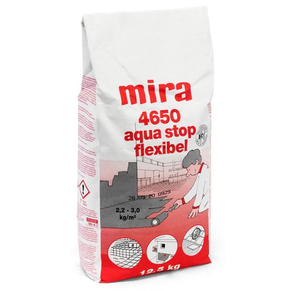 Mira 4650 Aqua Stop Flexibel vienkomponenta, cementa bāzes hidroizolācijas java, 12kg
