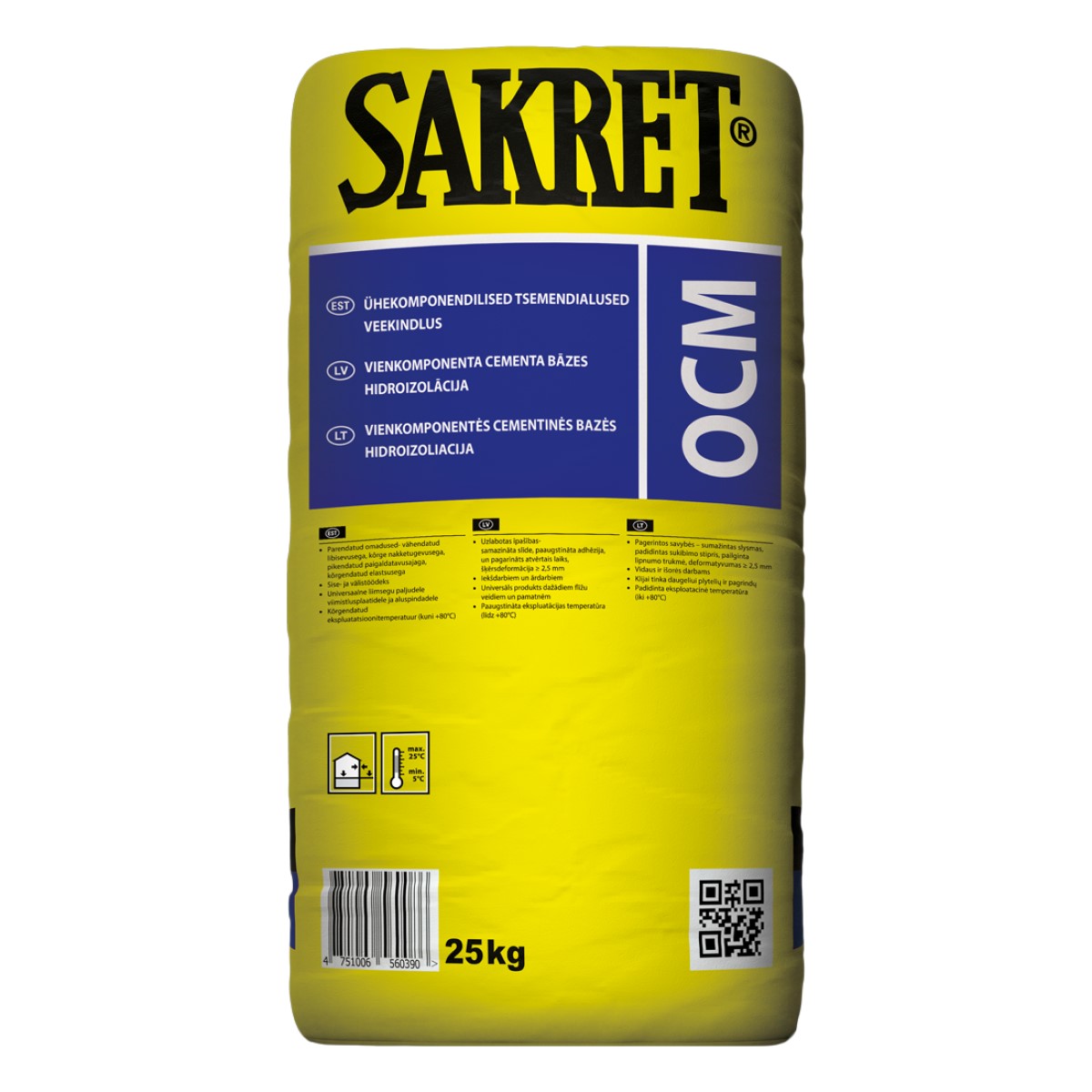 Sakret OCM Cementa bāzes vienkomponenta hidroizolācija