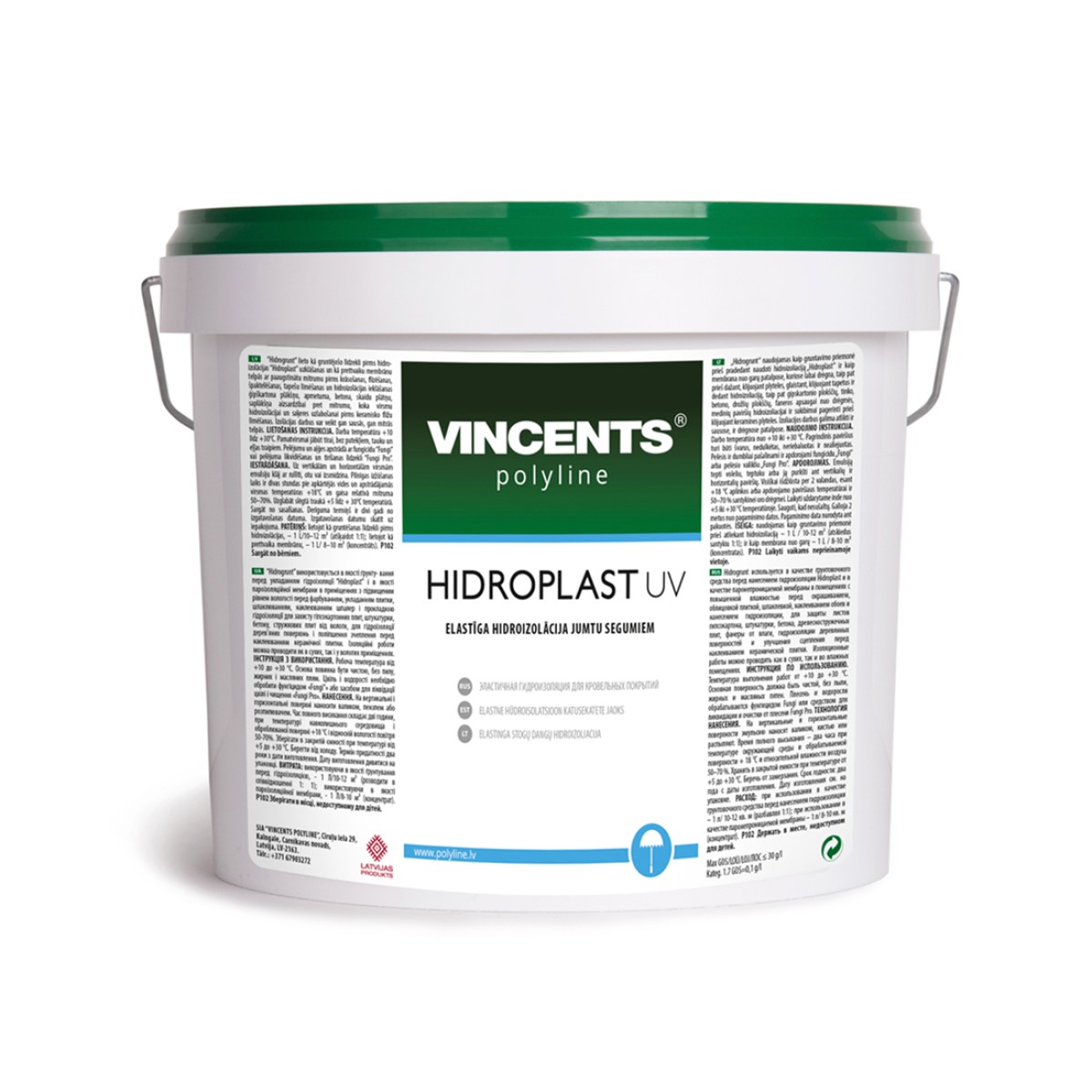 Vincents Polyline Hidroplast UV vienkomponenta šķidrā membrāna jumta segumiem