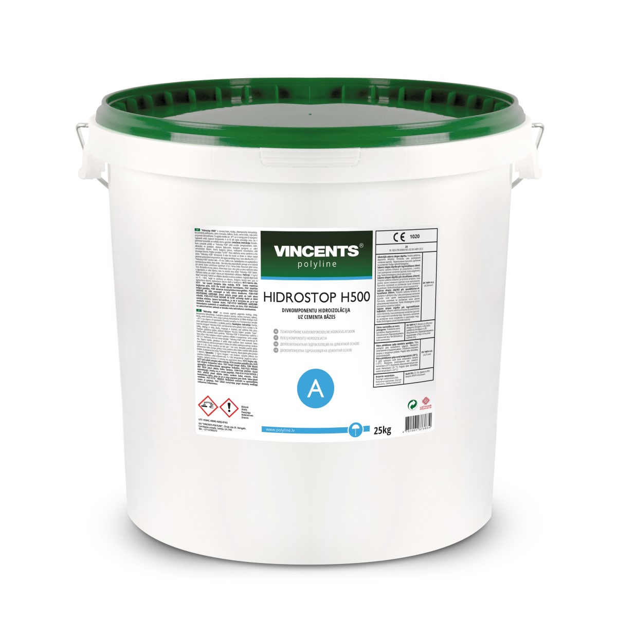 Vincents Polyline Hidrostop H500 Cementa bāzes, elastīga, divkomponentu hidroizolācija A