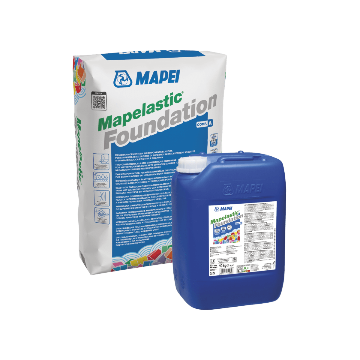 Mapei Mapelastic Foundation A+B Divkomponentu, elastīga cementa bāzes hidroizolācija, 32 kg