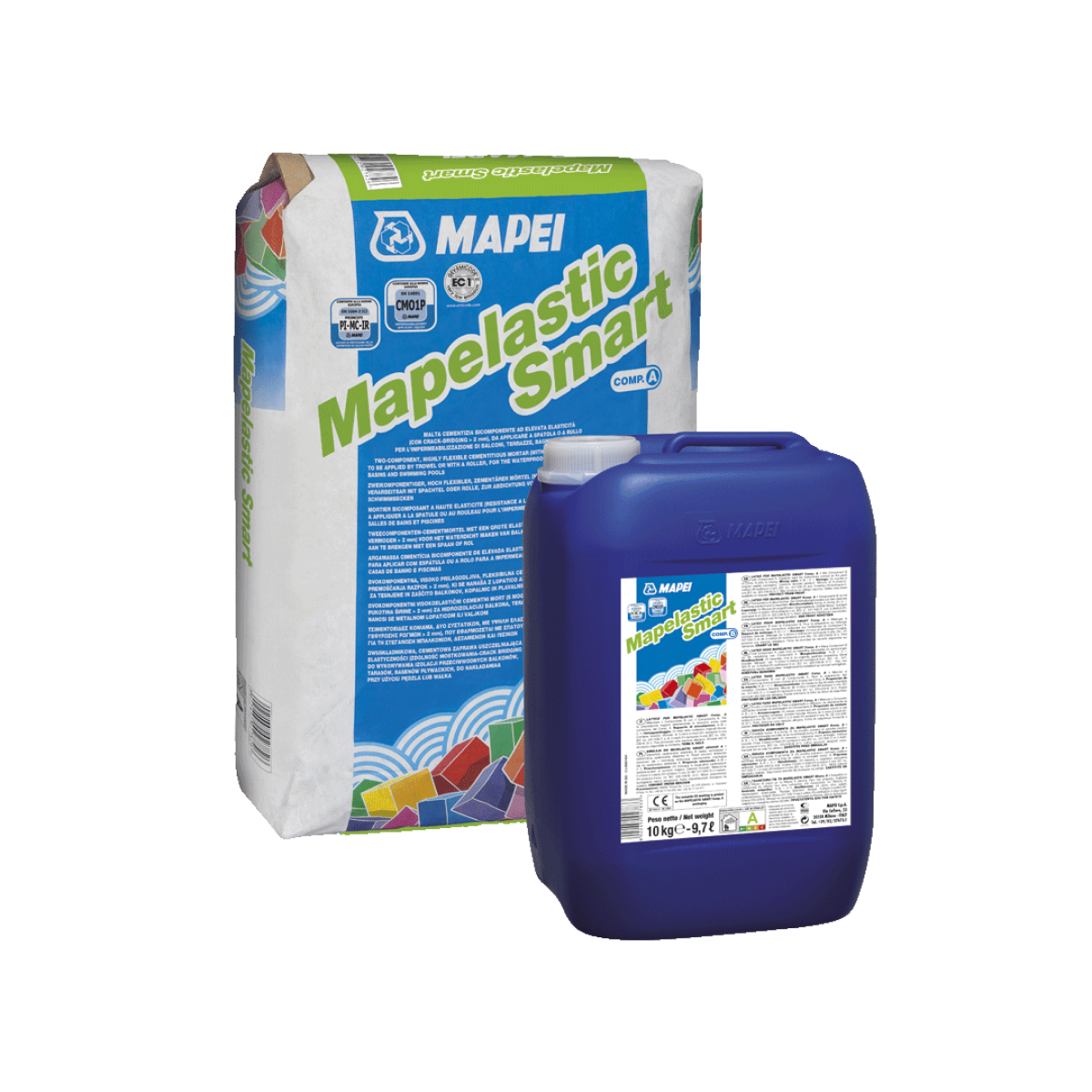 Mapei Mapelastic Smart A+B Divkomponentu, elastīga cementa bāzes hidroizolācija, 30 kg