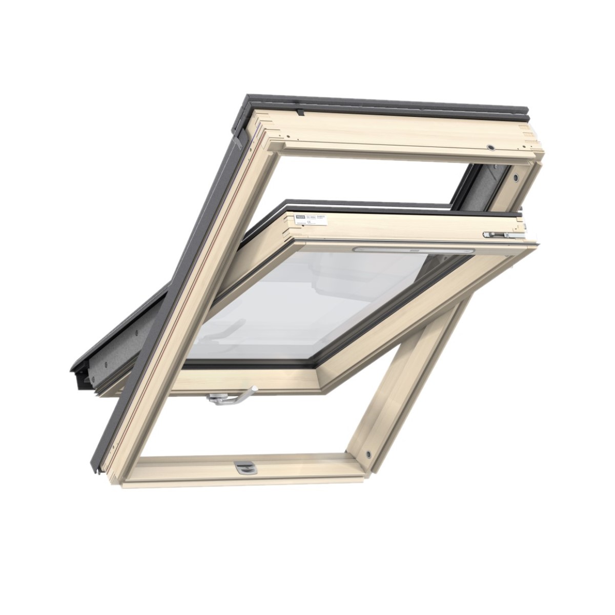 Velux Standart jumta logs ar rokturi vērtnes apakšā, 61B divkameru stikla pakete