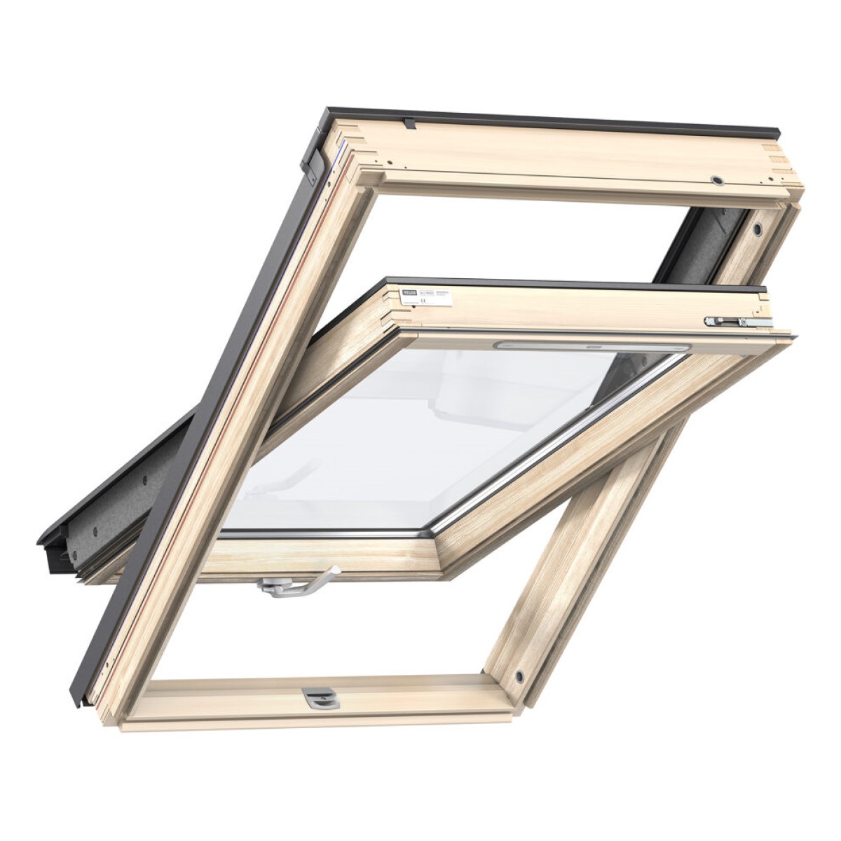 Velux Comfort Jumta logs ar rokturi vērtnes lejā, 85 divkameru stikla pakete