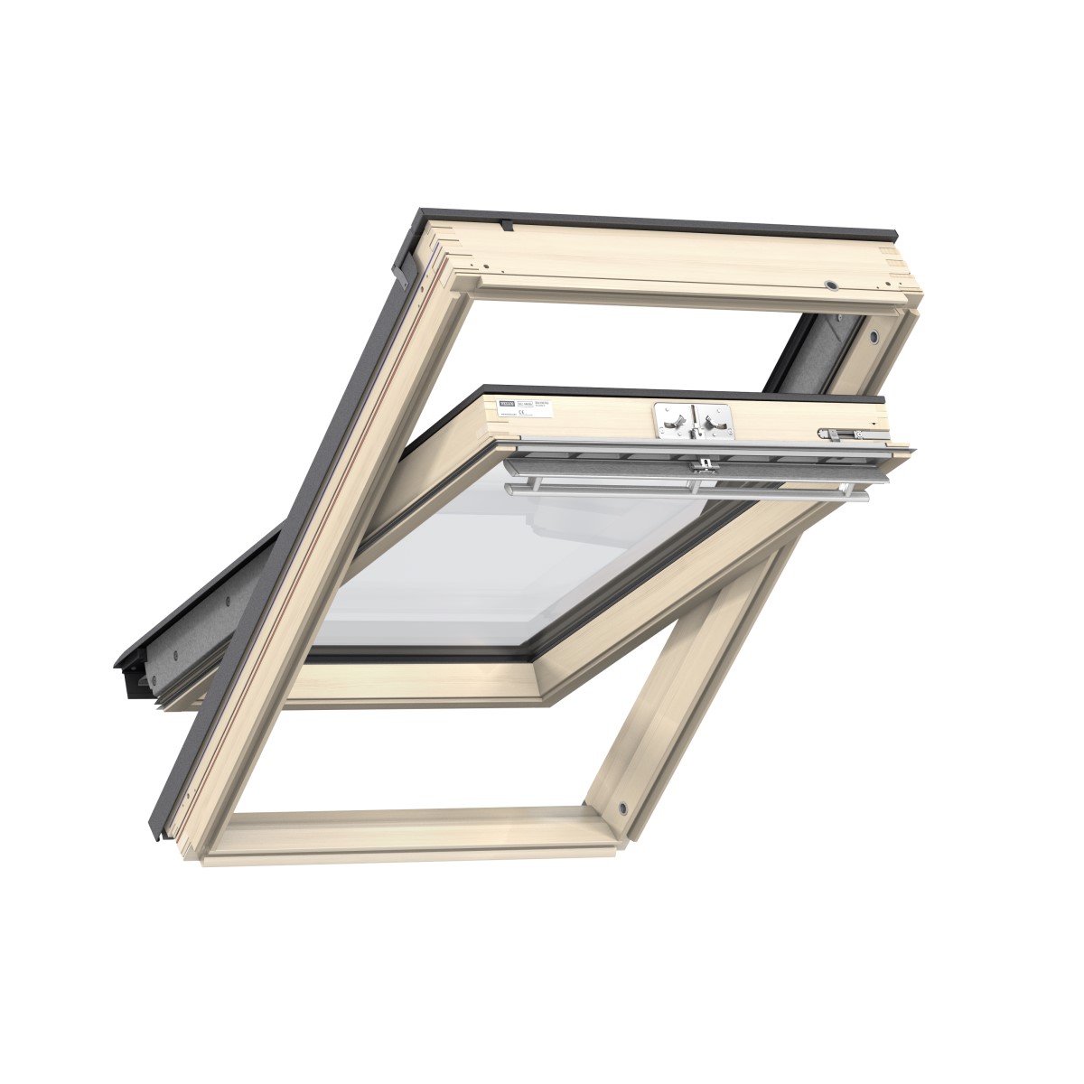 Velux Standart Plus jumta logs ar rokturi vērtnes augšā, 64 divkameru stikla pakete
