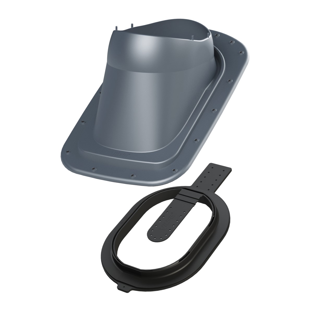 Vilpe Classic Vino Click Ventilācijas izvada pieslēgums valcprofila un bitumena šindeļu jumtiem, pelēks