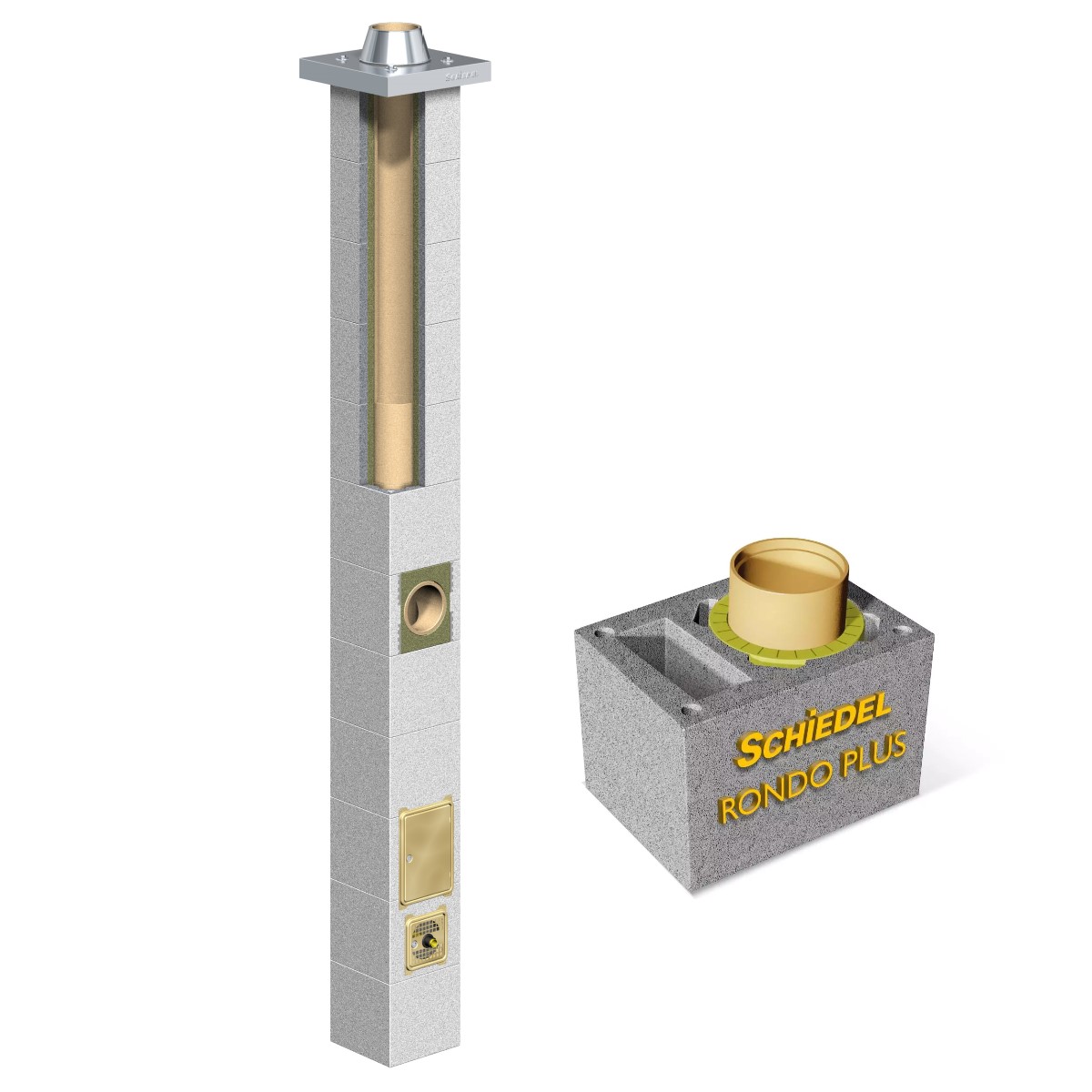 Schiedel Rondo Plus Vienas dūmejas keramiskā dūmvadu sistēma ar ventilāciju, skurstenis D200mm