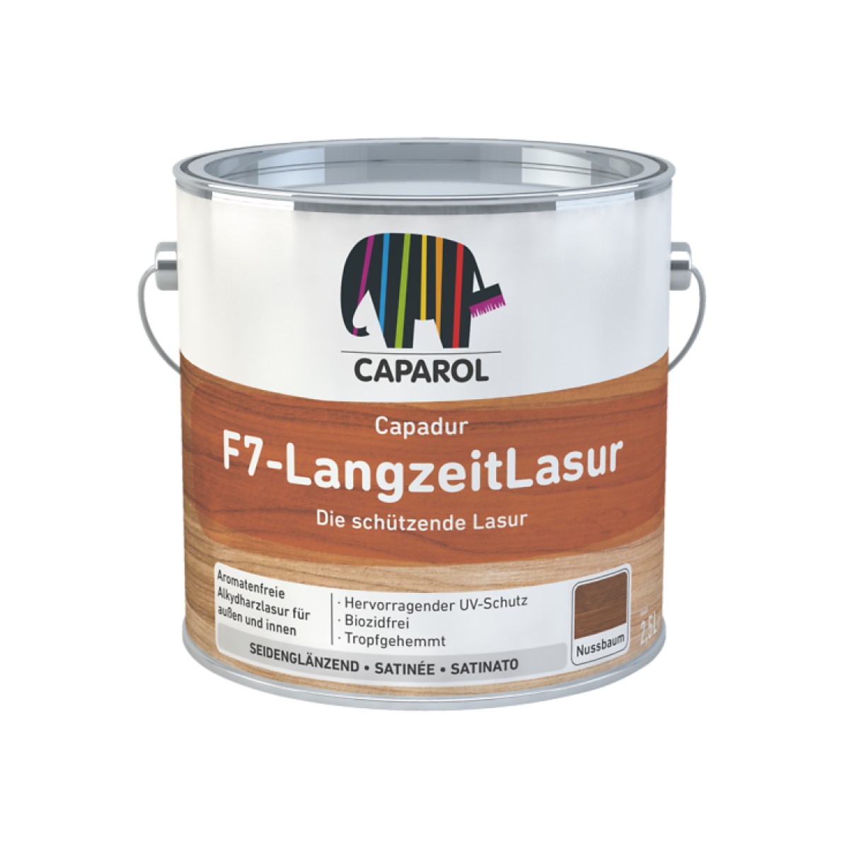 Caparol Capadur F7-LangzeitLasur Koksnes lazūra ar augstu izturību pret atmosfēras ietekmi un aizsardzību pret UV stariem, bezkrāsaina