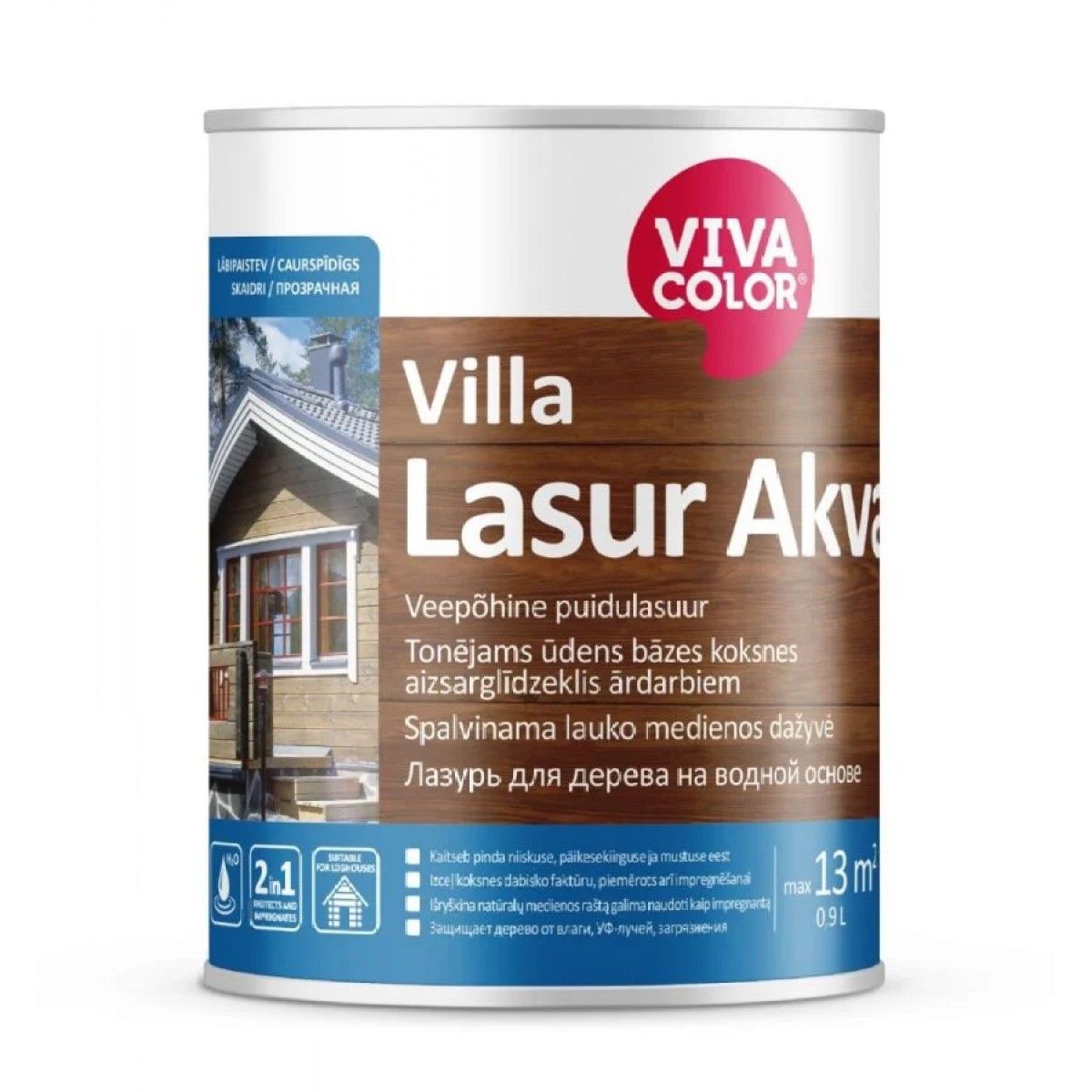 Vivacolor Villa Lasur Akva Ūdens bāzes koksnes aizsarglīdzeklis ārdarbiem