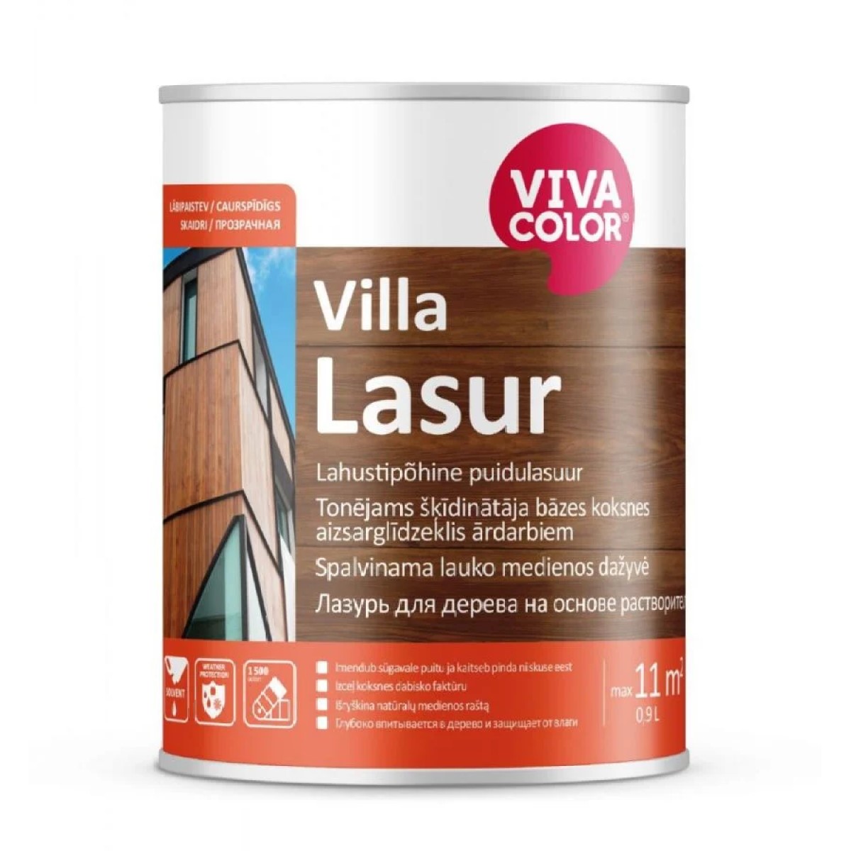 Vivacolor Villa Lasur Šķīdinātāja bāzes koksnes aizsarglīdzeklis ārdarbiem