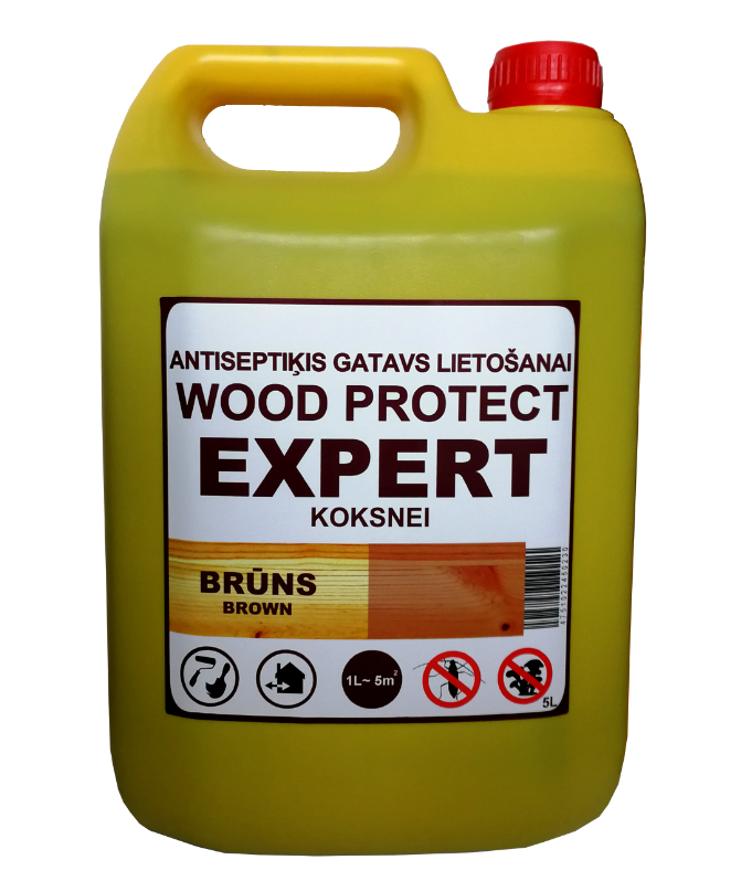 Erlits Wood Protect Expert Antiseptiķis koksnei, brūns 25L 