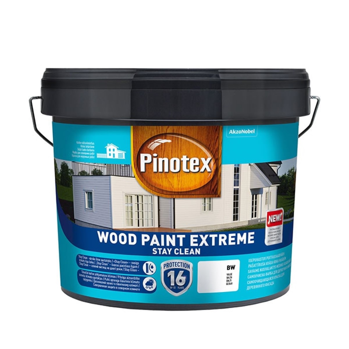 Pinotex Wood Paint Extreme BW Pašattīroša krāsa koka fasādēm, pusmatēta 10L