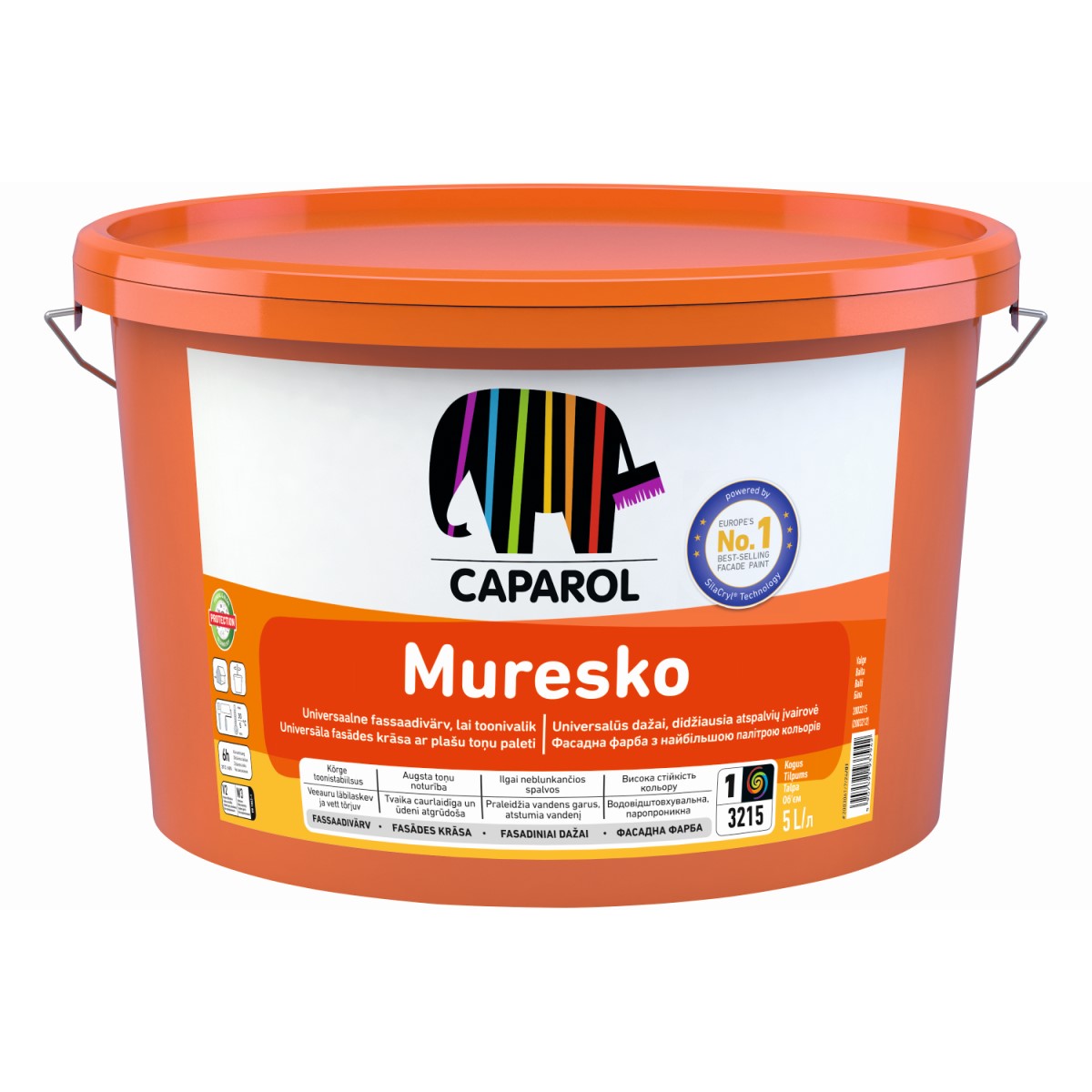 Caparol Muresko Daudzpusīga silikona sveķu fasādes krāsa, matēta B1, 5L NEW