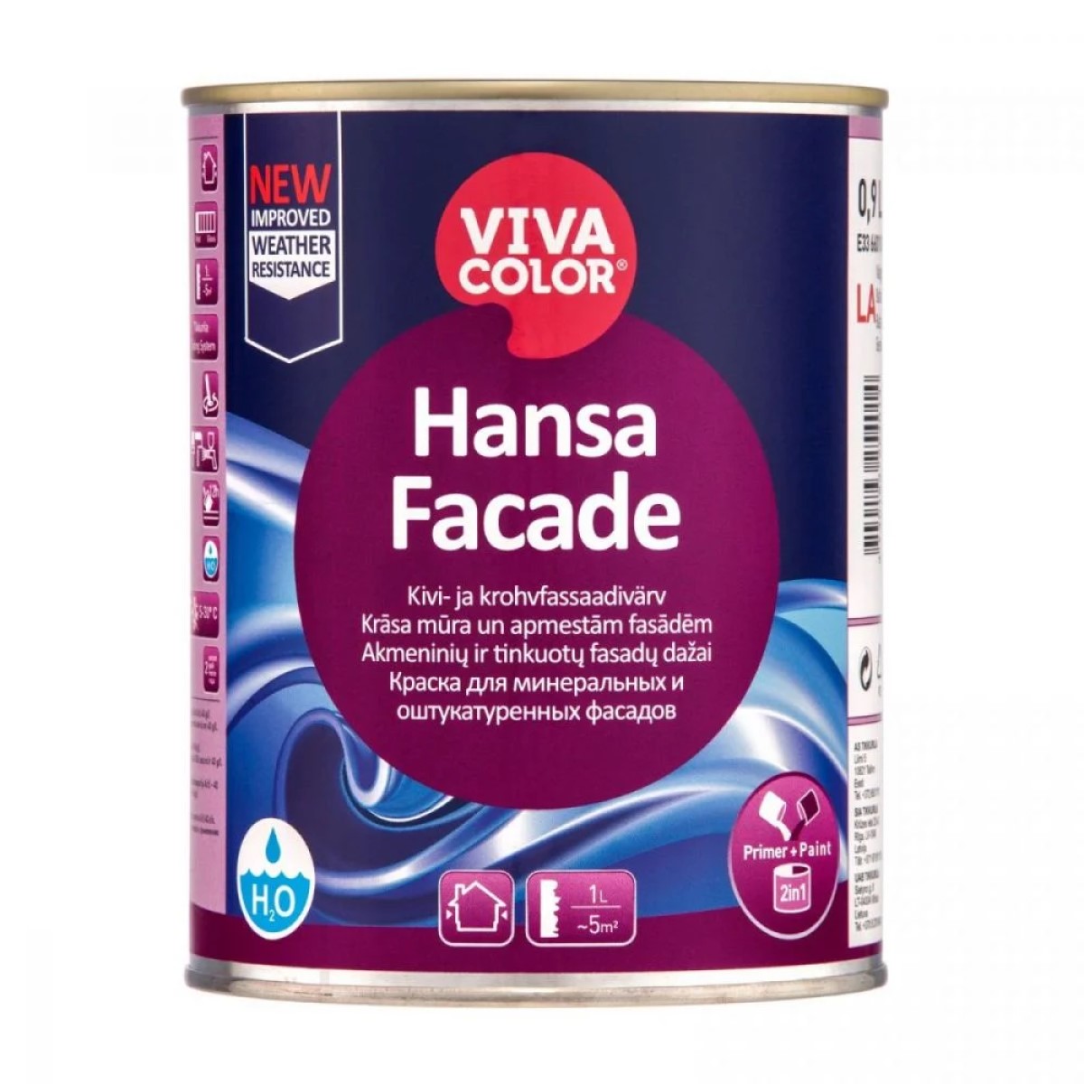 Vivacolor Hansa Facade Krāsa mūra un apmestām fasādēm