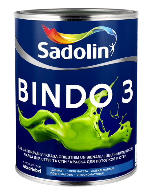Sadolin Bindo 3 Dziļi matēta krāsa sienām un griestiem BW 1L