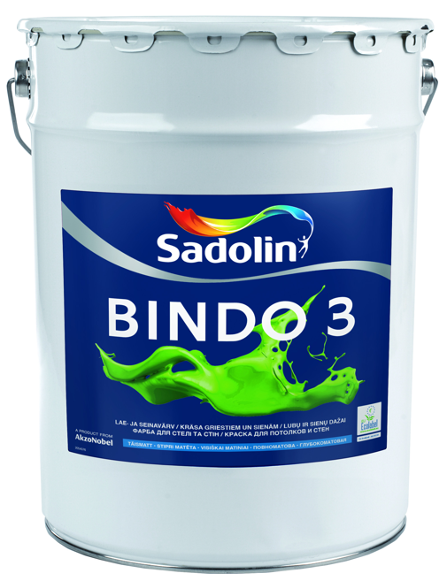 Sadolin Bindo 3 Dziļi matēta krāsa sienām un griestiem BW 20L