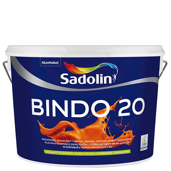 Sadolin Bindo 20 Noturīga pret mazgāšanu, pusmatēta krāsa sienām BW 10L